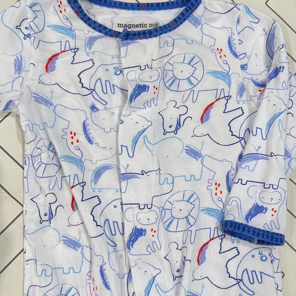 Magnetic Me White Animal Outline Footie Pajama - Picture 6 of 12